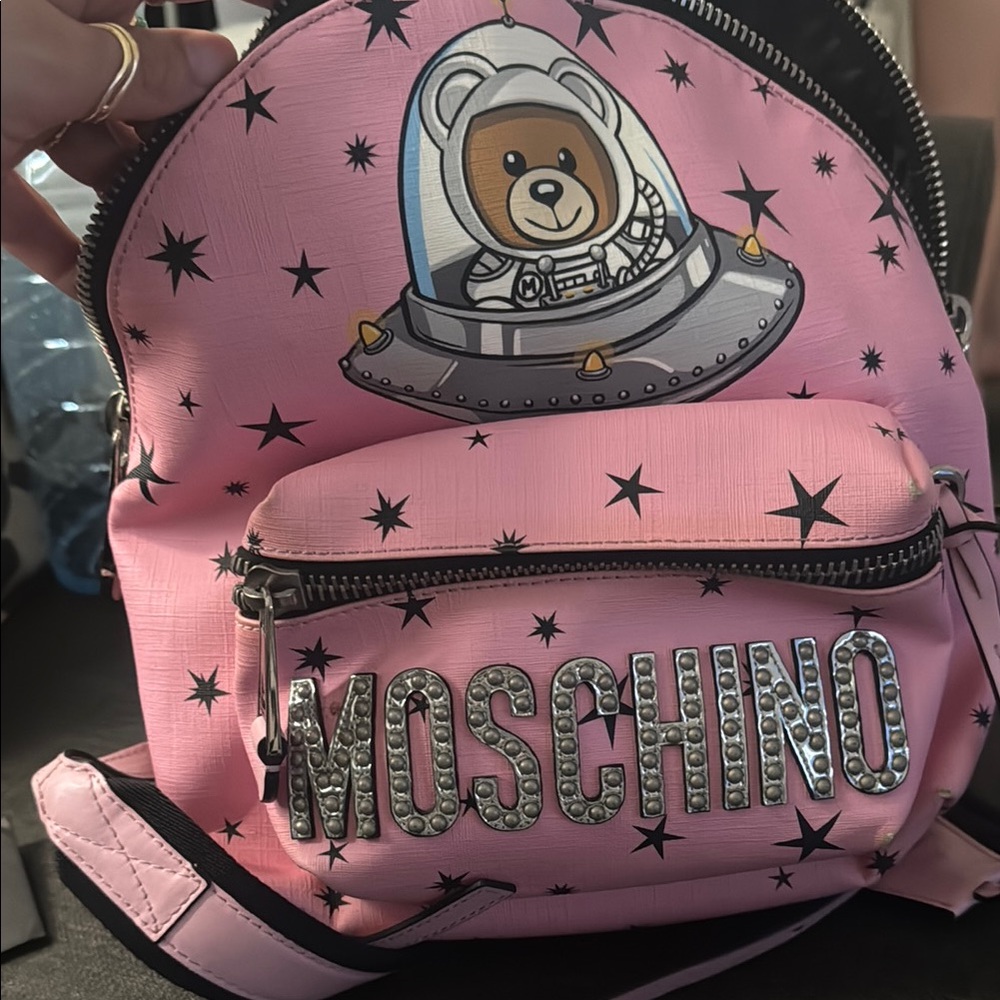 Moschino Pink Backpack with Bear Design